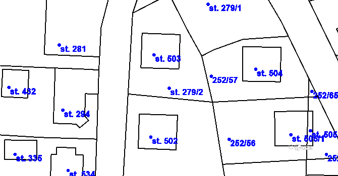 Parcela st. 279/2 v KÚ Machnín, Katastrální mapa