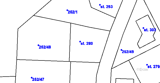 Parcela st. 280 v KÚ Machnín, Katastrální mapa