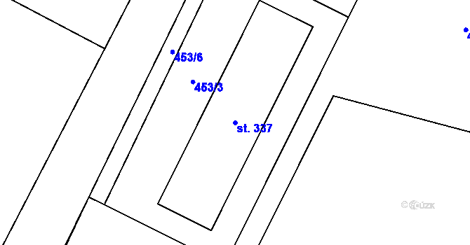 Parcela st. 337 v KÚ Machnín, Katastrální mapa
