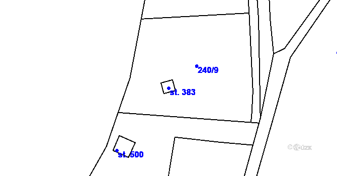 Parcela st. 383 v KÚ Machnín, Katastrální mapa