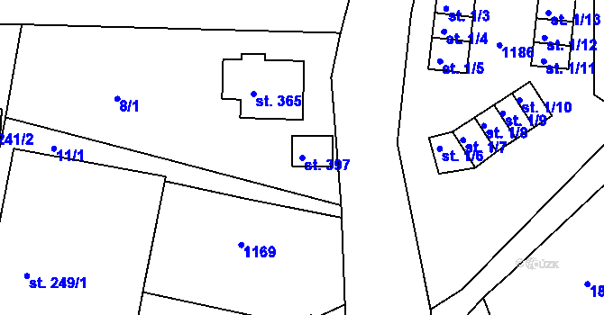 Parcela st. 397 v KÚ Machnín, Katastrální mapa