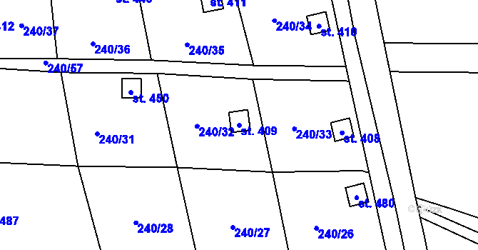 Parcela st. 409 v KÚ Machnín, Katastrální mapa