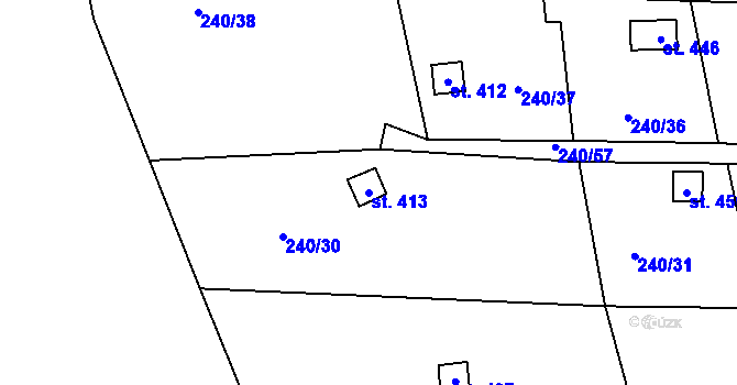 Parcela st. 413 v KÚ Machnín, Katastrální mapa