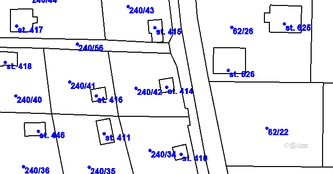 Parcela st. 414 v KÚ Machnín, Katastrální mapa
