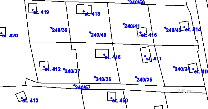 Parcela st. 446 v KÚ Machnín, Katastrální mapa