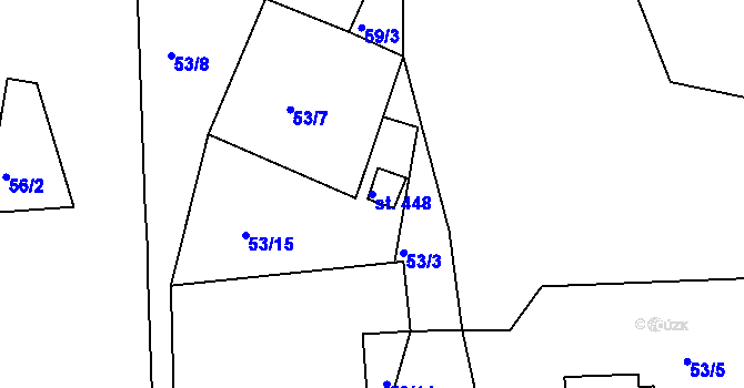 Parcela st. 448 v KÚ Machnín, Katastrální mapa