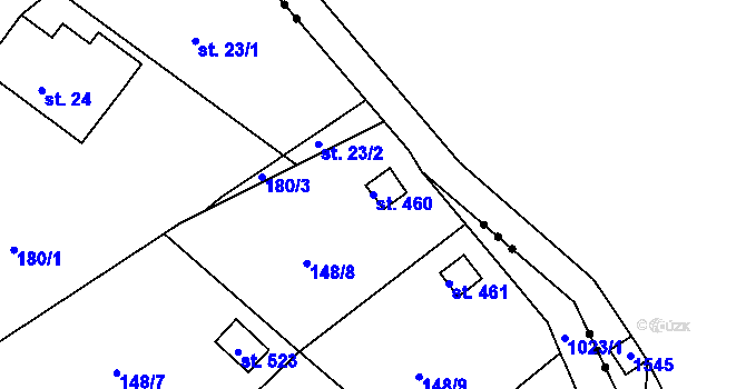 Parcela st. 460 v KÚ Machnín, Katastrální mapa