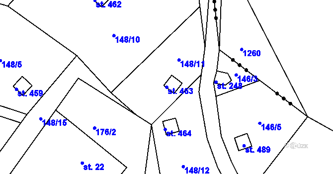 Parcela st. 463 v KÚ Machnín, Katastrální mapa