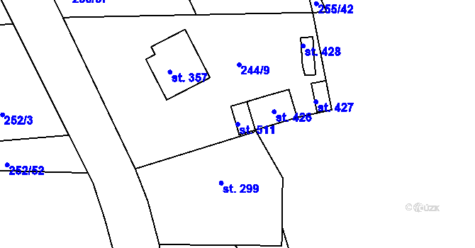 Parcela st. 511 v KÚ Machnín, Katastrální mapa