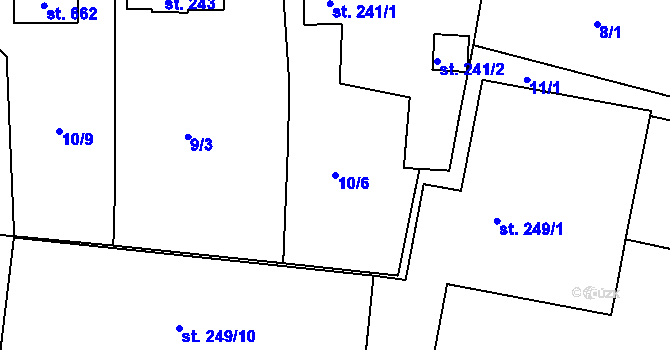 Parcela st. 10/6 v KÚ Machnín, Katastrální mapa