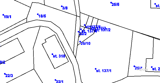 Parcela st. 25/10 v KÚ Machnín, Katastrální mapa