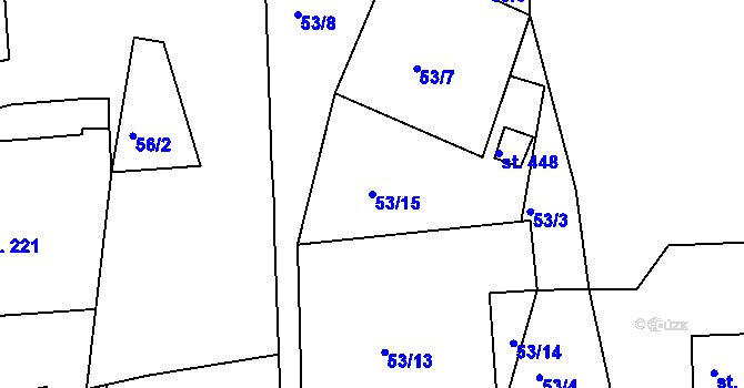 Parcela st. 53/15 v KÚ Machnín, Katastrální mapa