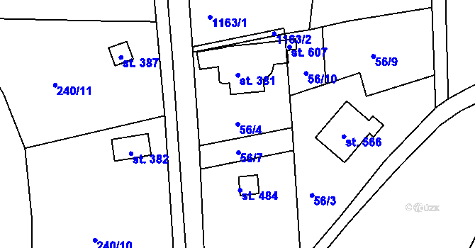 Parcela st. 56/4 v KÚ Machnín, Katastrální mapa