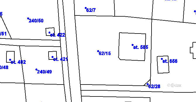 Parcela st. 62/15 v KÚ Machnín, Katastrální mapa