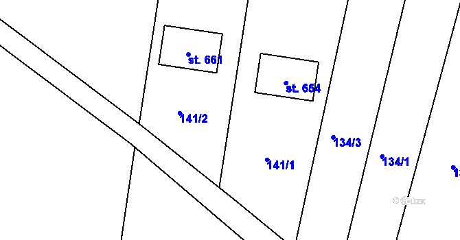 Parcela st. 141 v KÚ Machnín, Katastrální mapa