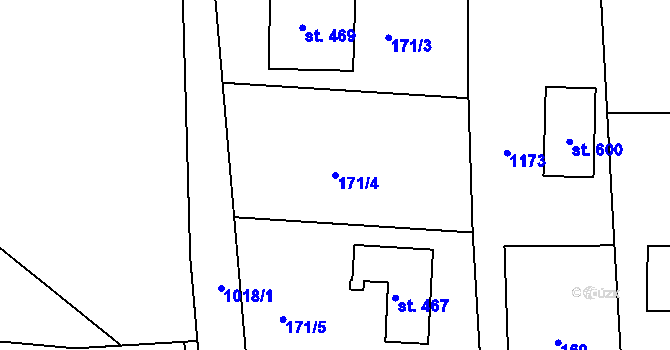 Parcela st. 171/4 v KÚ Machnín, Katastrální mapa