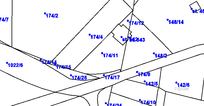 Parcela st. 174/11 v KÚ Machnín, Katastrální mapa