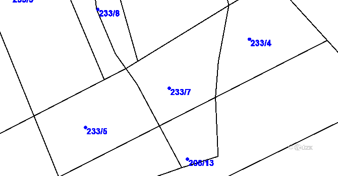 Parcela st. 233/7 v KÚ Machnín, Katastrální mapa