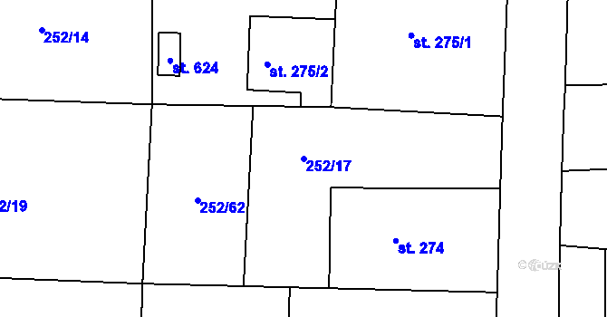 Parcela st. 252/17 v KÚ Machnín, Katastrální mapa