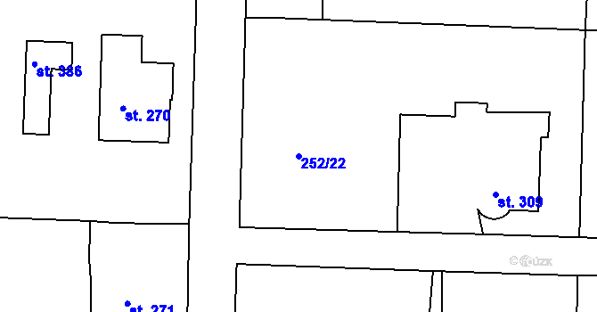 Parcela st. 252/22 v KÚ Machnín, Katastrální mapa