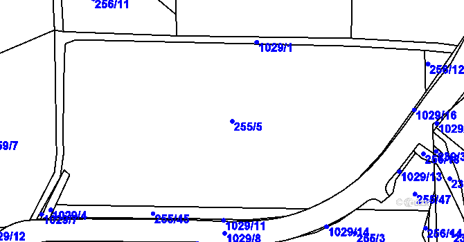 Parcela st. 255/5 v KÚ Machnín, Katastrální mapa