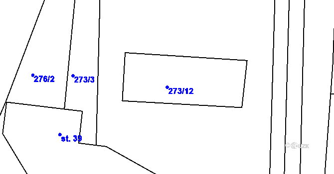 Parcela st. 273/12 v KÚ Machnín, Katastrální mapa
