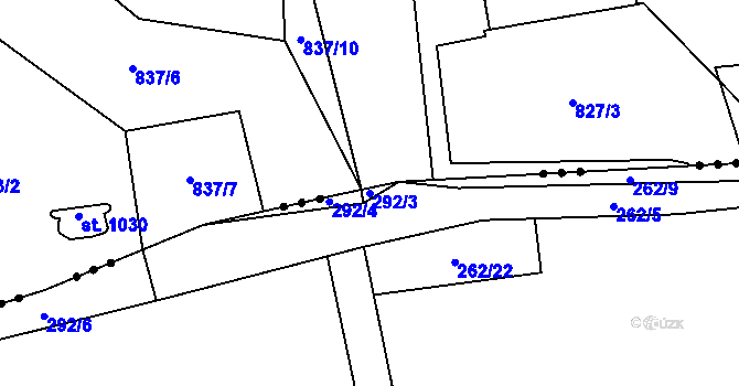 Parcela st. 292/3 v KÚ Machnín, Katastrální mapa