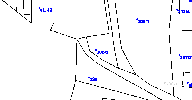 Parcela st. 300/2 v KÚ Machnín, Katastrální mapa