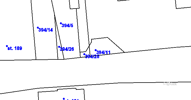 Parcela st. 394/11 v KÚ Machnín, Katastrální mapa