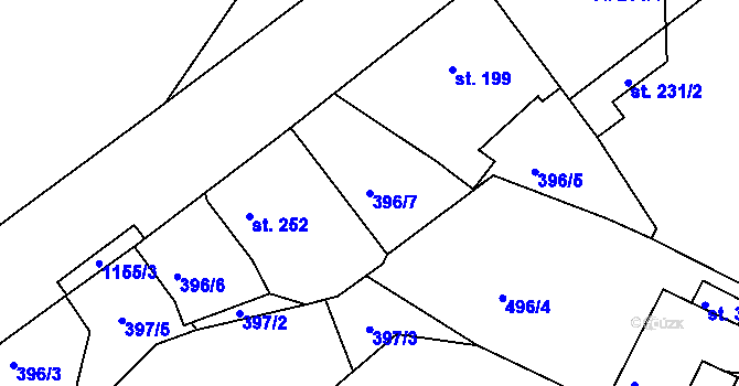 Parcela st. 396/7 v KÚ Machnín, Katastrální mapa