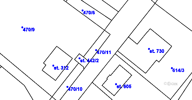 Parcela st. 470/11 v KÚ Machnín, Katastrální mapa