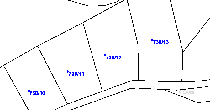 Parcela st. 730/12 v KÚ Machnín, Katastrální mapa