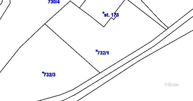 Parcela st. 732/1 v KÚ Machnín, Katastrální mapa