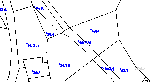 Parcela st. 1003/4 v KÚ Machnín, Katastrální mapa