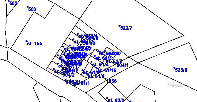 Parcela st. 61/14 v KÚ Machnín, Katastrální mapa