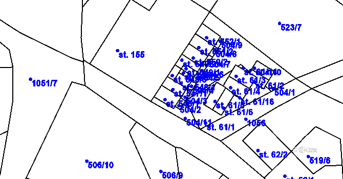 Parcela st. 547/1 v KÚ Machnín, Katastrální mapa