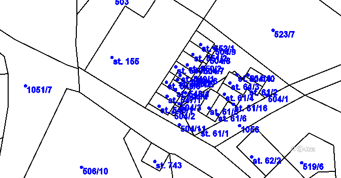 Parcela st. 547/2 v KÚ Machnín, Katastrální mapa