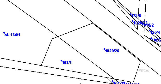 Parcela st. 153/3 v KÚ Machnín, Katastrální mapa