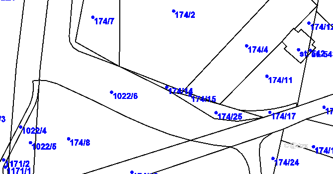 Parcela st. 174/14 v KÚ Machnín, Katastrální mapa