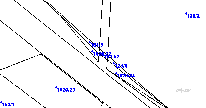 Parcela st. 1016/2 v KÚ Machnín, Katastrální mapa