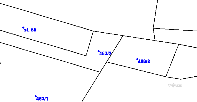Parcela st. 453/2 v KÚ Machnín, Katastrální mapa