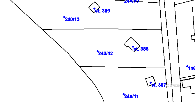 Parcela st. 240/12 v KÚ Machnín, Katastrální mapa