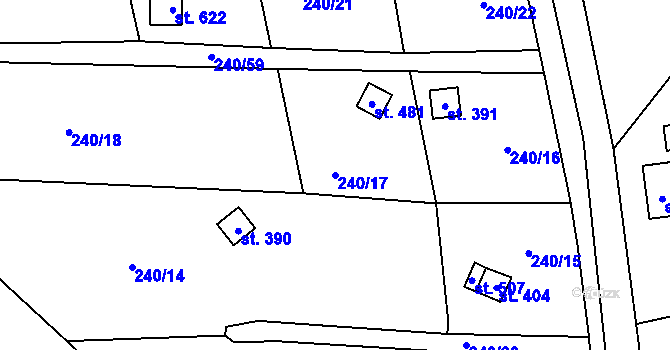 Parcela st. 240/17 v KÚ Machnín, Katastrální mapa
