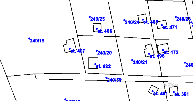 Parcela st. 240/20 v KÚ Machnín, Katastrální mapa