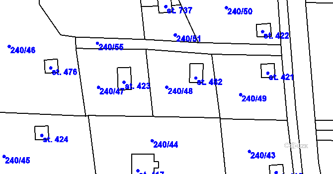 Parcela st. 240/48 v KÚ Machnín, Katastrální mapa