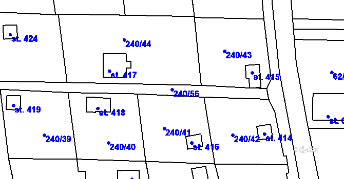 Parcela st. 240/56 v KÚ Machnín, Katastrální mapa