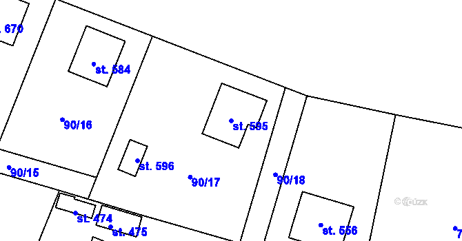 Parcela st. 595 v KÚ Machnín, Katastrální mapa