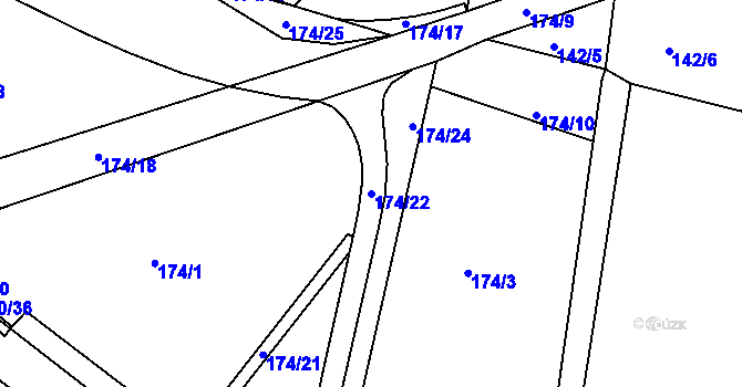 Parcela st. 174/22 v KÚ Machnín, Katastrální mapa
