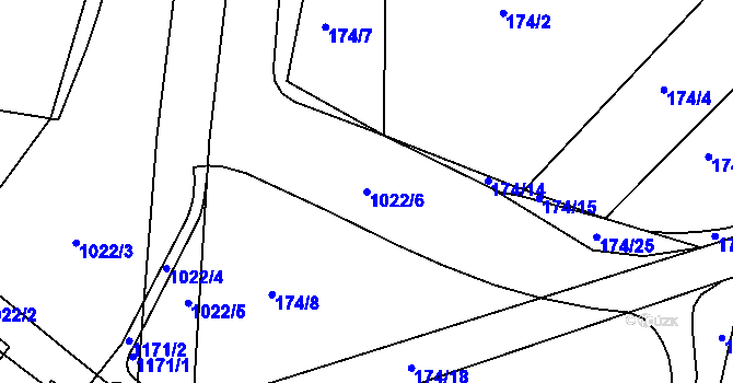 Parcela st. 1022/6 v KÚ Machnín, Katastrální mapa