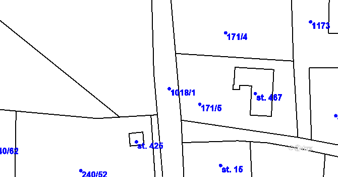 Parcela st. 1018/1 v KÚ Machnín, Katastrální mapa